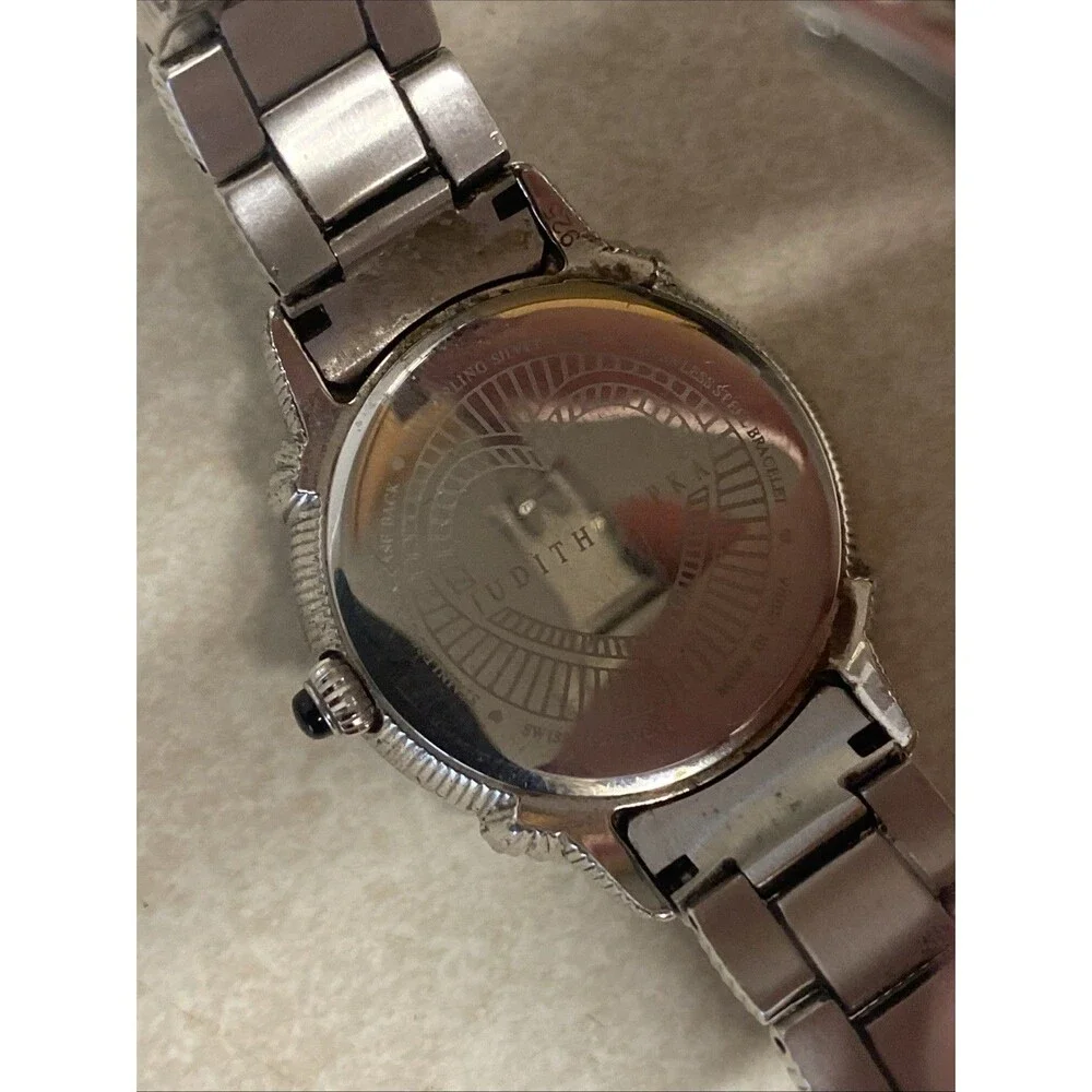 Judith Ripka 925 Sterling Silver Watch Swiss Movement MOP Dial Crystal Bracelet
